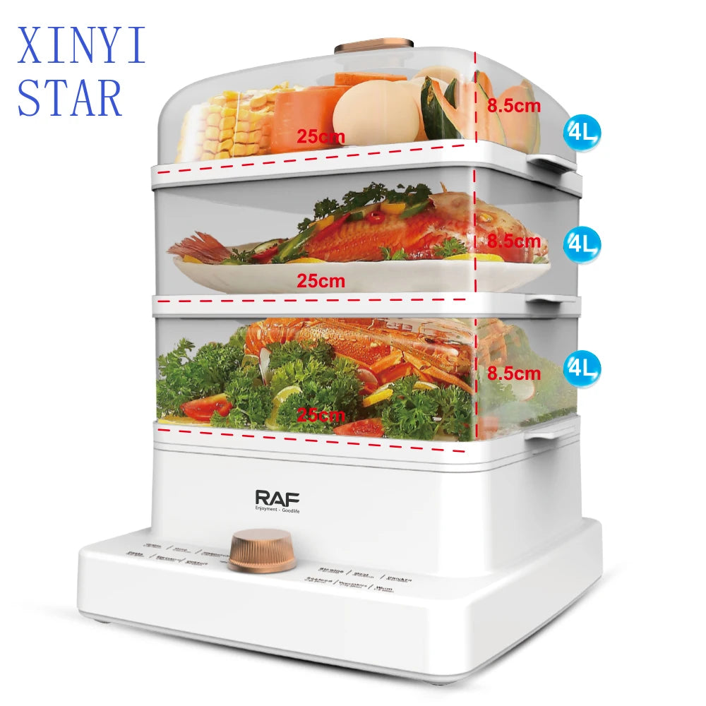 Cuiseur Vapeur Electrique RAF 12L : Pour une cuisine saine, rapide et savoureuse.