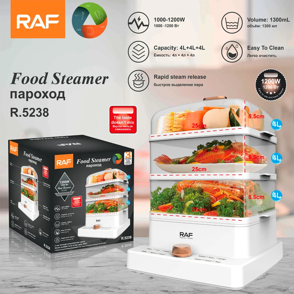 Cuiseur Vapeur Electrique RAF 12L : Pour une cuisine saine, rapide et savoureuse.