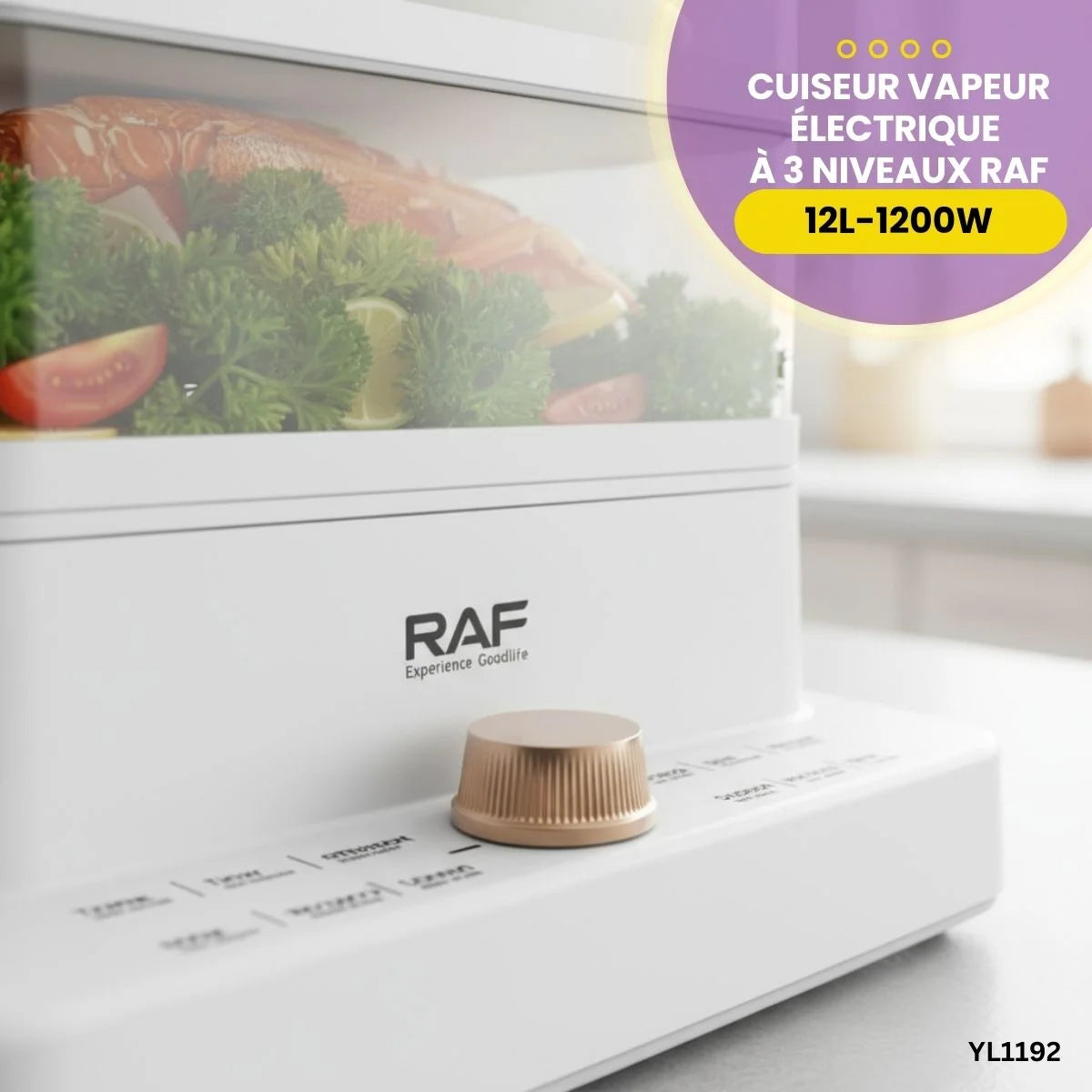 Cuiseur Vapeur Electrique RAF 12L : Pour une cuisine saine, rapide et savoureuse.