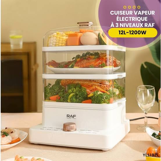 Cuiseur Vapeur Electrique RAF 12L : Pour une cuisine saine, rapide et savoureuse.