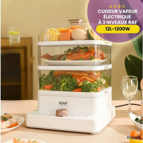 Cuiseur Vapeur Electrique RAF 12L : Pour une cuisine saine, rapide et savoureuse.