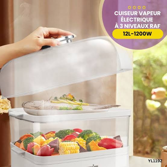 Cuiseur Vapeur Electrique RAF 12L : Pour une cuisine saine, rapide et savoureuse.